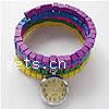 Мода Часы браслет, цинковый сплав, с Стеклянный & деревянный, Платиновое покрытие платиновым цвет, 4-стренги, разноцветный, 23mm длина:36 дюймовый, продается PC
