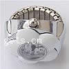 Fingerring Uhr, Zinklegierung, mit Glas, Blume, Platinfarbe platiniert, Emaille, 27x22mm, Bohrung:ca. Approx 17mm, Größe:6.5, verkauft von PC