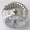 Fingerring Uhr, Zinklegierung, mit Glas, flache Runde, Platinfarbe platiniert, 27x22mm, Bohrung:ca. Approx 18mm, Größe:8, verkauft von PC