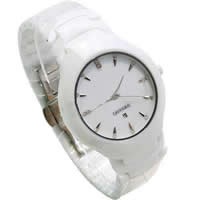 Women Wrist Watch, Zinc Alloy, with Porcelain, platinum color plated, for woman & with rhinestone, white, 33mm, 20mm Approx 7.8 Inch 