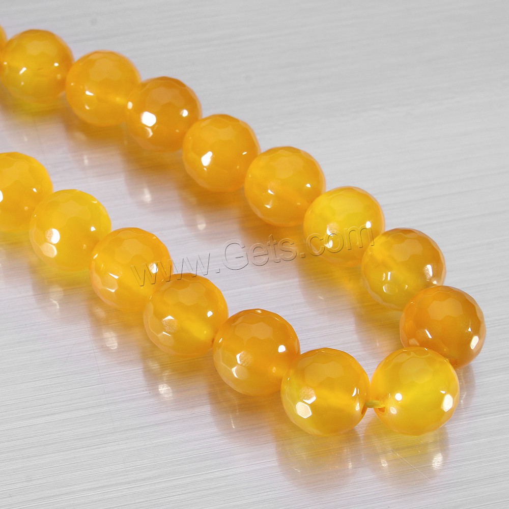Perle Agate jaune naturelle, Rond, Personnalisé & multiple tailles pour le choix & facettes, Trou:Environ 1-1.5mm, Longueur:Environ 15 pouce, Vendu par brin