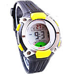 Dive Watch, Zinc Alloy, with Silicone, platinum color plated, LED, black, cadmium free, 32mm, 18mm Approx 9 Inch 