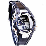 Dive Watch, Zinc Alloy, with Silicone, platinum color plated, LED, black, cadmium free, 32mm, 18mm Approx 9 Inch 