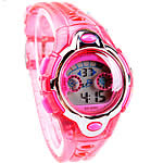 Наручные водонепроницаемые часы, цинковый сплав, с Силикон, Платиновое покрытие платиновым цвет, LED, розовый, не содержит кадмий, 32mm, 18mm, длина:Приблизительно 9 дюймовый, продается PC
