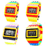 Fashion Children Watch, Silicone, zinc alloy clasp, platinum color plated, LED cadmium free Approx 9 Inch 