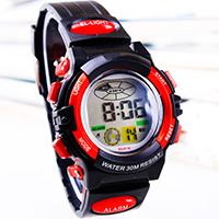 Dive Watch, Zinc Alloy, with Silicone, platinum color plated, LED, cadmium free, 30mm, 20mm approx 9 Inch 