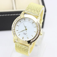 Bracelets de montre pour femmes, alliage de zinc, avec verre, mouvement chinoise, Placage de couleur d'or, avec strass, 40mm Environ 9.4 pouce, Vendu par PC