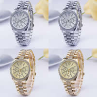 Women Wrist Watch, Stainless Steel, with zinc alloy dial & Glass, Chinese movement, plated, for woman & with rhinestone 40mm Approx 9.4 Inch 