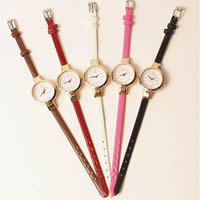 Bracelets de montre pour femmes, cuir PU, avec cadran en alliage de zinc & verre, mouvement chinoise, Placage, avec strass, plus de couleurs à choisir, 28mm Environ 8.6 pouce, Vendu par PC
