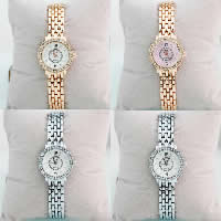 Women Wrist Watch, Stainless Steel, with zinc alloy dial & Glass, Chinese movement, plated, for woman & with rhinestone 23mm Approx 7.5 Inch 