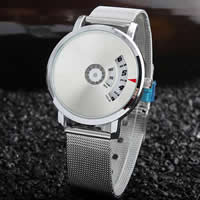 Men Wrist Watch, Zinc Alloy, with Glass, Chinese movement, platinum color plated, for man, 43mm Approx 8.8 Inch 