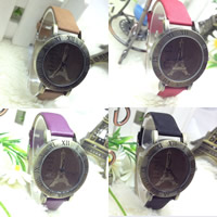 Women Wrist Watch, PU Leather, with zinc alloy dial & Glass, Chinese movement, plated, for woman 33mm Approx 9 Inch 