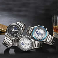 Men Wrist Watch, Stainless Steel, with zinc alloy dial & Glass, Chinese movement, plated, for man 43mm Approx 9 Inch 