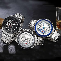 Men Wrist Watch, Stainless Steel, with zinc alloy dial & Glass, Chinese movement, plated, for man 44mm Approx 8.4 Inch 
