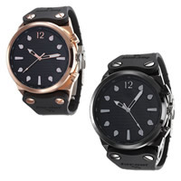 Men Wrist Watch, Zinc Alloy, with Glass & Silicone, Chinese movement, plated, for man Approx 9.8 Inch 