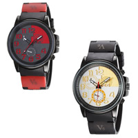 Men Wrist Watch, Zinc Alloy, with Glass & Silicone, Chinese movement, plumbum black color plated, adjustable & for man Approx 10 Inch 