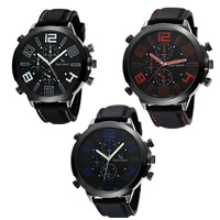 Bracelets de montre pour hommes, alliage de zinc, avec verre & silicone, mouvement chinoise, Placage de couleur noire de plumbum, réglable, plus de couleurs à choisir  Environ 10.4 pouce, Vendu par PC