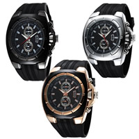 Bracelets de montre pour hommes, alliage de zinc, avec verre & silicone, mouvement chinoise, Placage, réglable, plus de couleurs à choisir  Environ 10.2 pouce, Vendu par PC
