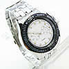 Chronograph Uhr, Zinklegierung, mit Glas, Platinfarbe platiniert, für den Menschen, 42mm, 20mm, Länge:ca. 9 ZollInch, verkauft von PC