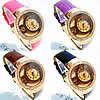 Women Wrist Watch, Zinc Alloy, with PU Leather & Glass, plated, for woman & with rhinestone 37mm, 18mm Approx 8.8 Inch 