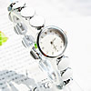 Fashion Watch Bracelet, Zinc Alloy, with Glass, platinum color plated, for woman & enamel & with rhinestone, white, 21mm, 18mm Approx 7 Inch 