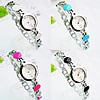 Fashion Watch Bracelet, Zinc Alloy, with Glass, platinum color plated, for woman & enamel 22mm, 11mm Approx 7.5 Inch 
