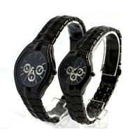 Bracelets de montre pour couple, alliage de zinc, Placage de couleur noire de plumbum, pour le couple    Environ 10 pouce Vendu par paire