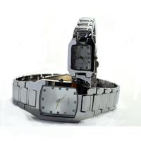 Bracelets de montre pour couple, alliage de zinc, Placage de couleur platine, pour le couple  Environ 8 pouce Vendu par paire
