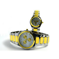 Bracelets de montre pour couple, alliage de zinc, Placage, pour le couple & deux tons    Environ 10 pouce Vendu par paire