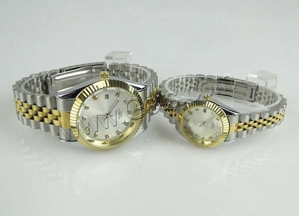 Couple Watch Bracelets, Zinc Alloy, with Glass & Stainless Steel, plated, japanese movement & different styles for choice & with rhinestone, more colors for choice, Sold By PC