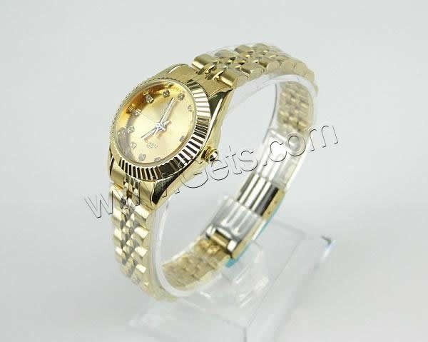 Couple Watch Bracelets, Zinc Alloy, with Glass & Stainless Steel, gold color plated, japanese movement & different styles for choice & with rhinestone, Sold By PC