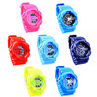 bracelets de montre pour enfants, silicone, Alliage de zinc fermoir, imperméable, couleurs mélangées, 35mm, 22mm Environ 9.4 pouce Vendu par sac