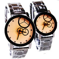 Paar Uhrenarmbänder, Zinklegierung, mit Glas, metallschwarz plattiert, für paar, frei von Kadmium, 35mm, 40mm, 15-20mm, Länge:ca. 8 ZollInch, ca.  9 ZollInch, verkauft von Paar