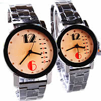 Paar Uhrenarmbänder, Zinklegierung, mit Glas, metallschwarz plattiert, für paar & mit Strass, frei von Kadmium, 35mm, 40mm, 15-20mm, Länge:ca. 8 ZollInch, ca.  9 ZollInch, verkauft von Paar