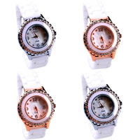 Women Wrist Watch, Zinc Alloy, with Porcelain & Glass, plated, with rhinestone cadmium free, 34mm, 20mm Approx 9 Inch 