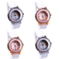 Women Wrist Watch, Zinc Alloy, with Porcelain & Glass, plated, with rhinestone cadmium free, 35mm, 18mm Approx 9 Inch 