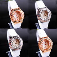Women Wrist Watch, Zinc Alloy, with Porcelain & Glass, plated, with rhinestone cadmium free, 35mm, 20mm Approx 9 Inch 