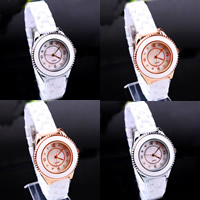 Women Wrist Watch, Zinc Alloy, with Porcelain & Glass, plated, with rhinestone cadmium free, 31mm, 14mm Approx 9 Inch 