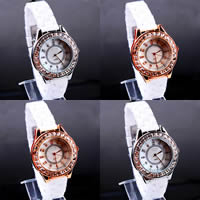 Women Wrist Watch, Zinc Alloy, with Porcelain & Glass, plated, with rhinestone cadmium free, 34mm, 14mm Approx 9 Inch 