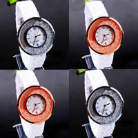 Women Wrist Watch, Zinc Alloy, with Porcelain & Glass, platinum color plated, with rhinestone cadmium free, 38mm, 17mm Approx 9 Inch 