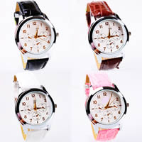 Women Wrist Watch, Zinc Alloy, with PU Leather & Glass, platinum color plated cadmium free, 38mm, 18mm Approx 8.8 Inch 