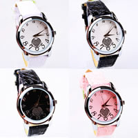 Women Wrist Watch, Zinc Alloy, with PU Leather & Glass, platinum color plated cadmium free, 35mm, 16mm Approx 8.8 Inch 