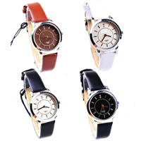Women Wrist Watch, Zinc Alloy, with PU Leather & Glass, platinum color plated, waterproof & with rhinestone cadmium free, 25mm, 11mm Approx 7.8 Inch 
