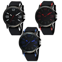 Men Wrist Watch, Zinc Alloy, with Glass & Silicone, Chinese movement, plated, adjustable & for man Approx 10 Inch 