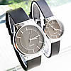 Bracelets de montre pour couple, alliage de zinc, avec cuir PU & verre, Placage de couleur platine, pour le couple, noire, 26mm, 37mm, 13-18mm Environ 7.8 pouce, Environ  8.6 pouce Vendu par paire