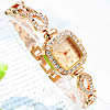 Fashion Watch Bracelet, Zinc Alloy, with Glass, platinum color plated, for woman & with rhinestone, 24mm, 10mm Approx 7.2 Inch 