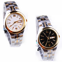Men Wrist Watch, Zinc Alloy, with Glass, plated, with double calendar & for man & with rhinestone 35mm, 18mm Approx 9 Inch 
