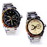 Men Wrist Watch, Zinc Alloy, with Glass, platinum color plated, for man 42mm, 22mm Approx 9.4 Inch 