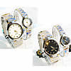 Bracelets de montre pour couple, alliage de zinc, avec verre, Placage, pour le couple & avec strass, plus de couleurs à choisir, 25mm, 38mm, 12-18mm Environ 7.5 pouce, Environ 8.2 pouce, Vendu par paire