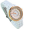 Bracelets de montre pour femmes, alliage de zinc, avec verre, vernis au four, avec strass, blanc, 33mm, 14mm Environ 7.8 pouce, Vendu par PC